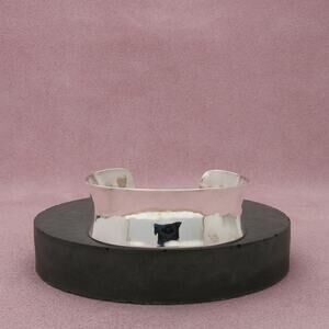 navajo sterling silver vintage concave smooth cuff bracelet size 6in